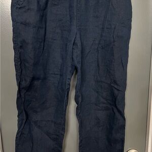 H&M Charcoal Elastic Waist Pants. Linen, drawstring, pockets, Lagenlook